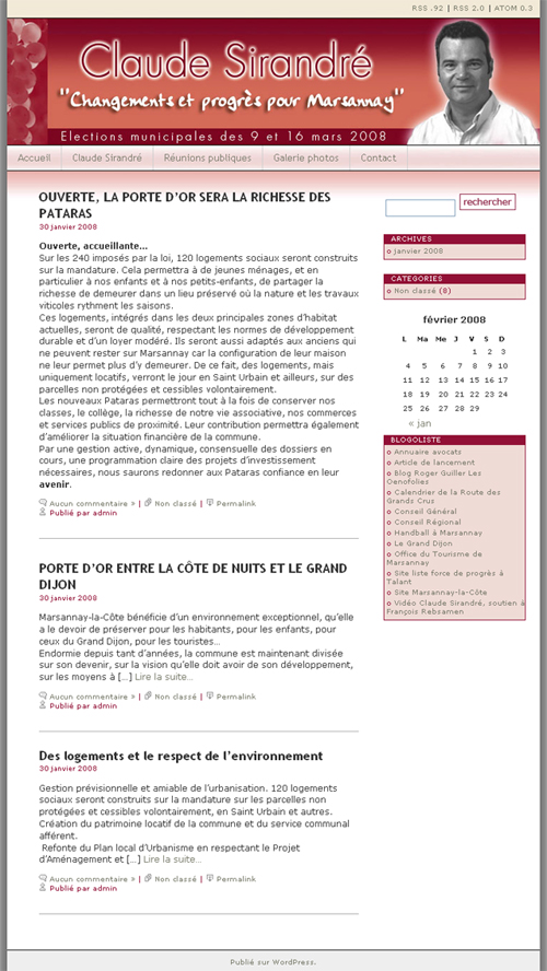 Un exemple de Blog cree avec WordPress