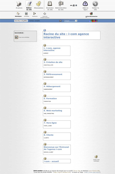 Administration site Internet i-com Administration site Internet i-com