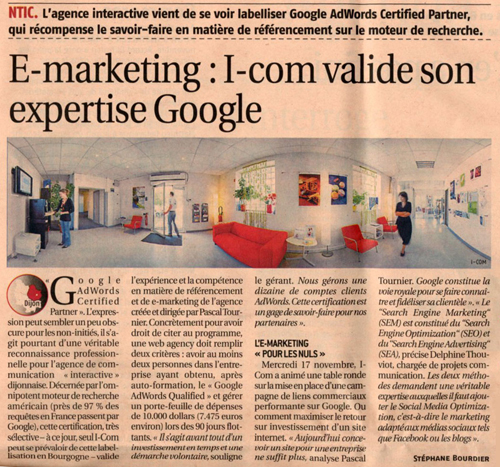 E-Marketing : i-com valide son expertise Google