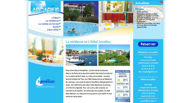 site de l'Hôtel Arcadius et la Résidence Arcadius