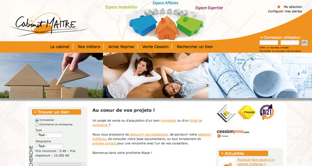 accueil site internet cabinet maitre