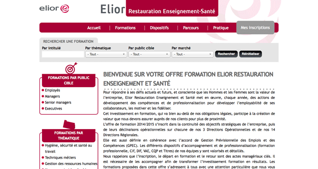Accueil site Internet Elior Formation