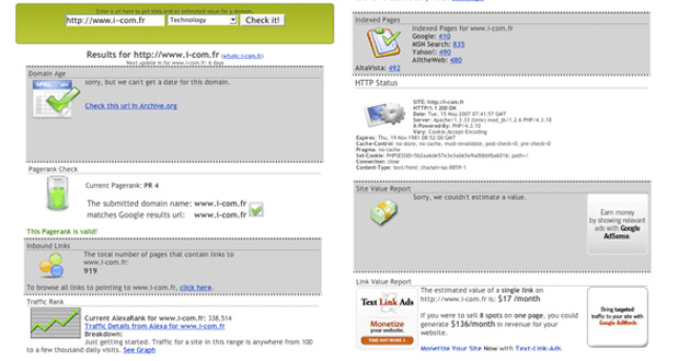 valeur de votre site Web