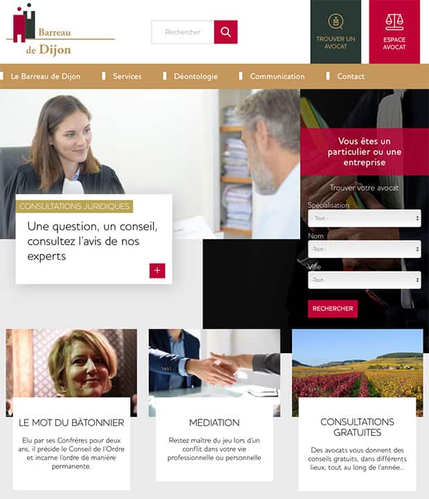Nouveau web design pour le barreau des avocats de Dijon