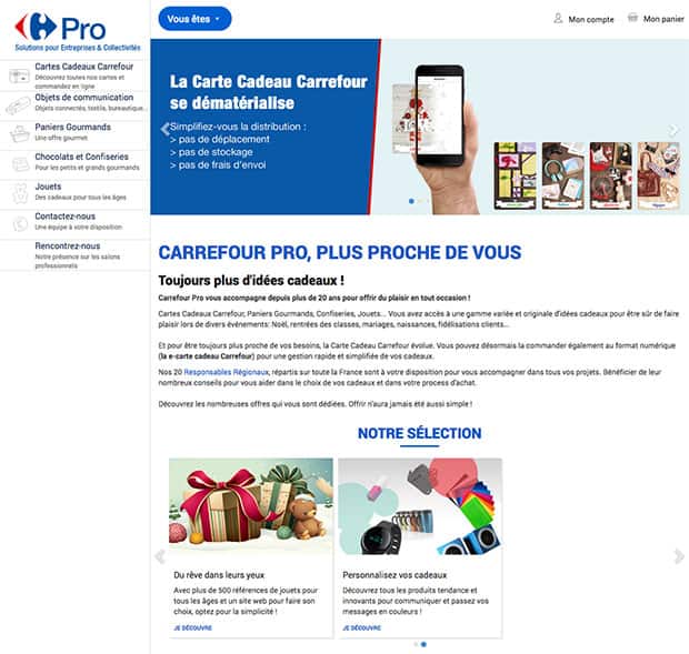 Webdesign pour Carrefour Pro