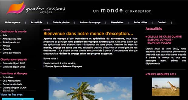 Site Internet Quatre Saisons Voyages