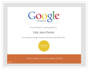 Certificat Google Analytics 2