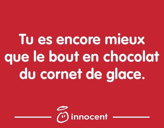 storytelling Citation, texte blanc sur fond rouge et logo de la marque Innocent