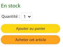 Capture d'écran Amazon, ajouter panier;