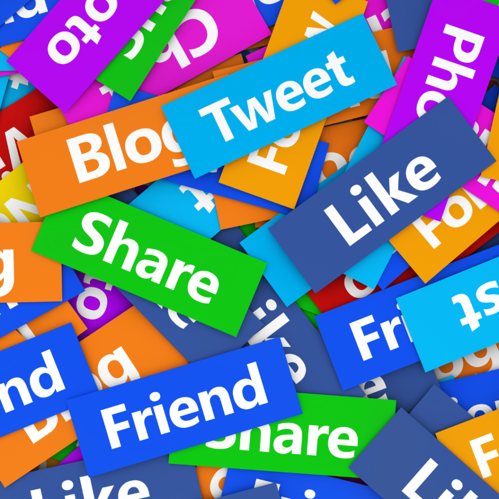 Logos : like, share, blog, friend, tweet, poisson d'avril